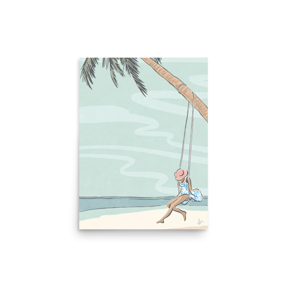 Poster | Swinging in Fiji | Seafoam