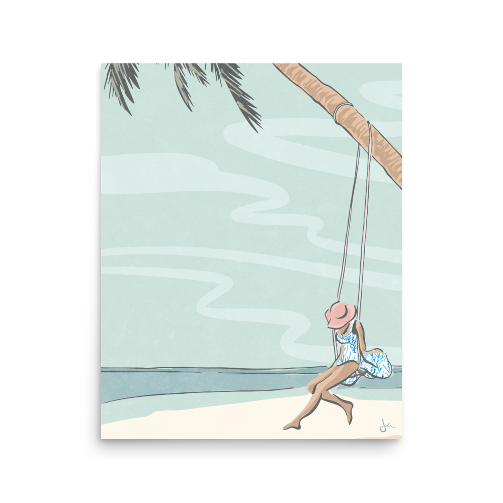 Poster | Swinging in Fiji | Seafoam