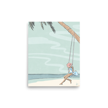 Poster | Swinging in Fiji | Seafoam