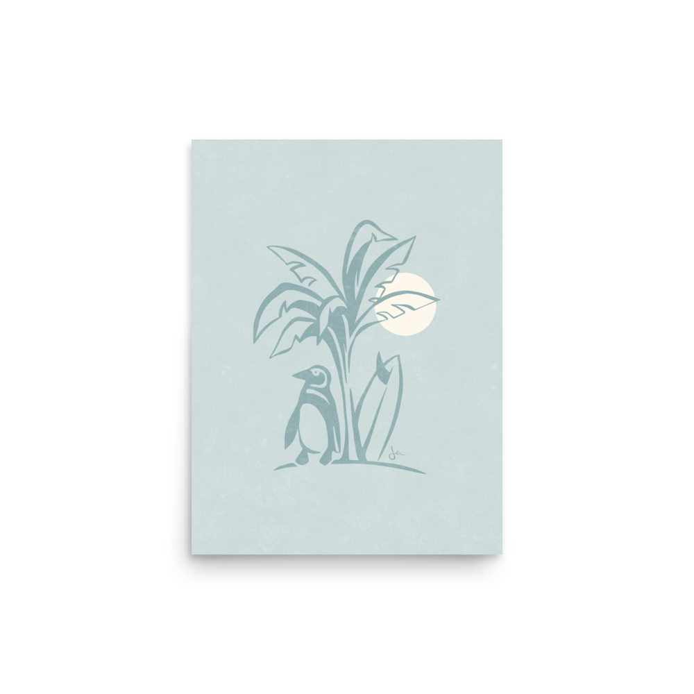 Poster | Penguin Surf | Seafoam