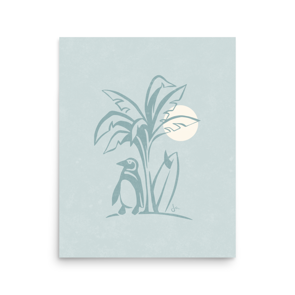 Poster | Penguin Surf | Seafoam