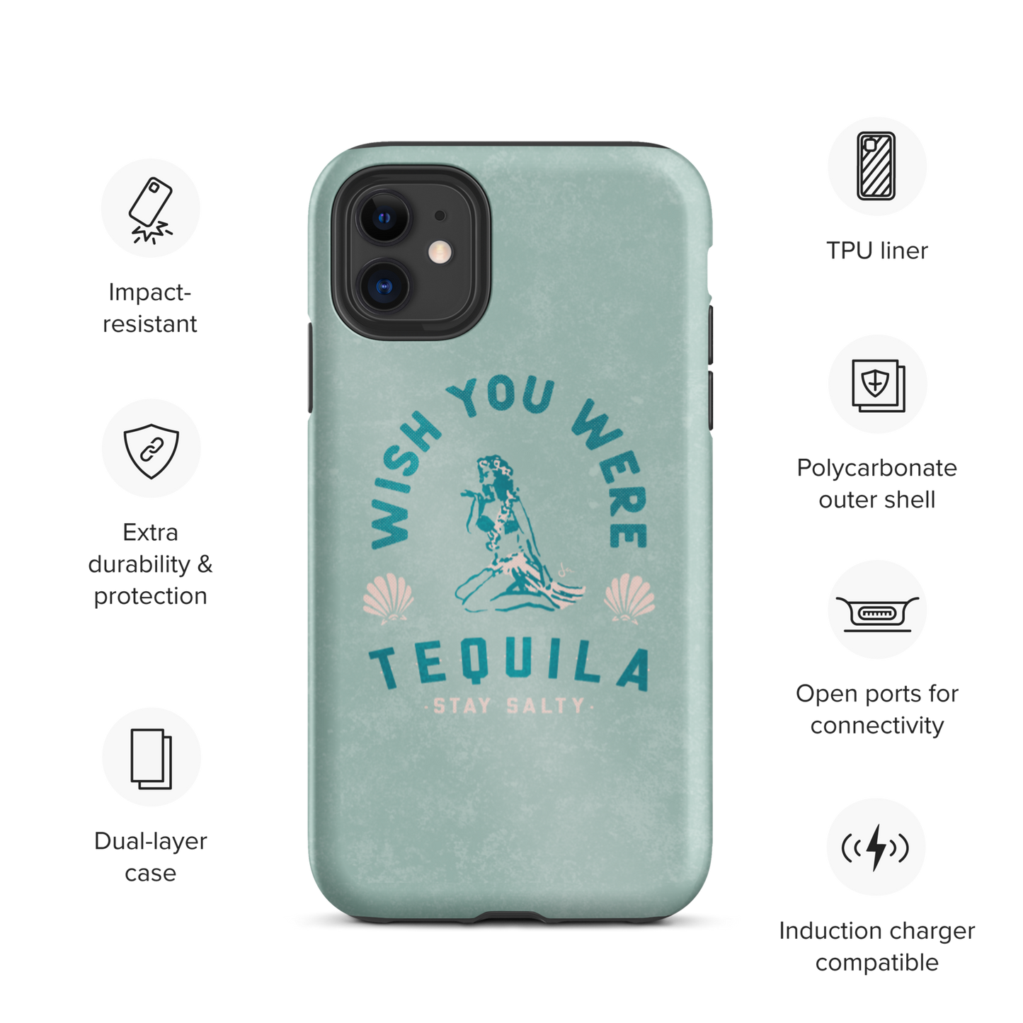 Tough iPhone Case | Hula Tequila - Seafoam