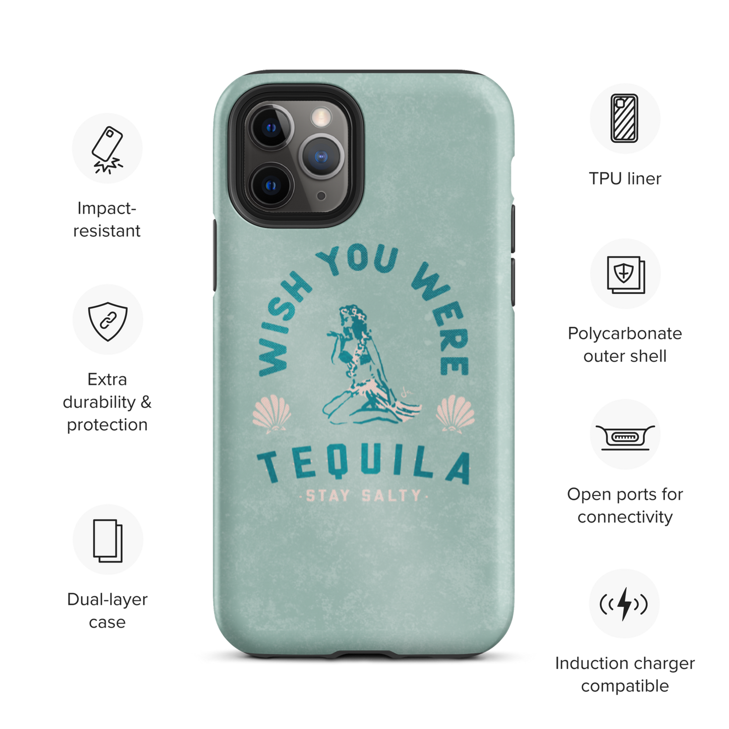 Tough iPhone Case | Hula Tequila - Seafoam