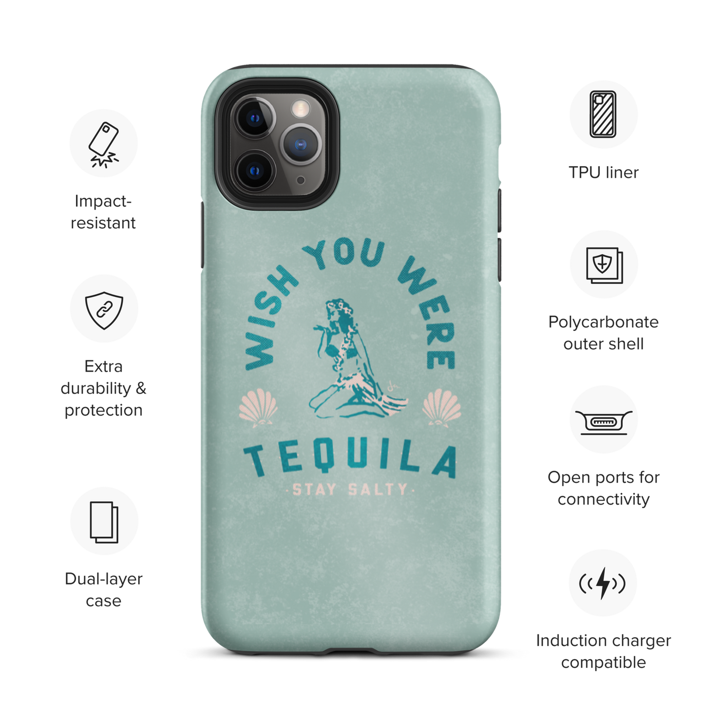 Tough iPhone Case | Hula Tequila - Seafoam