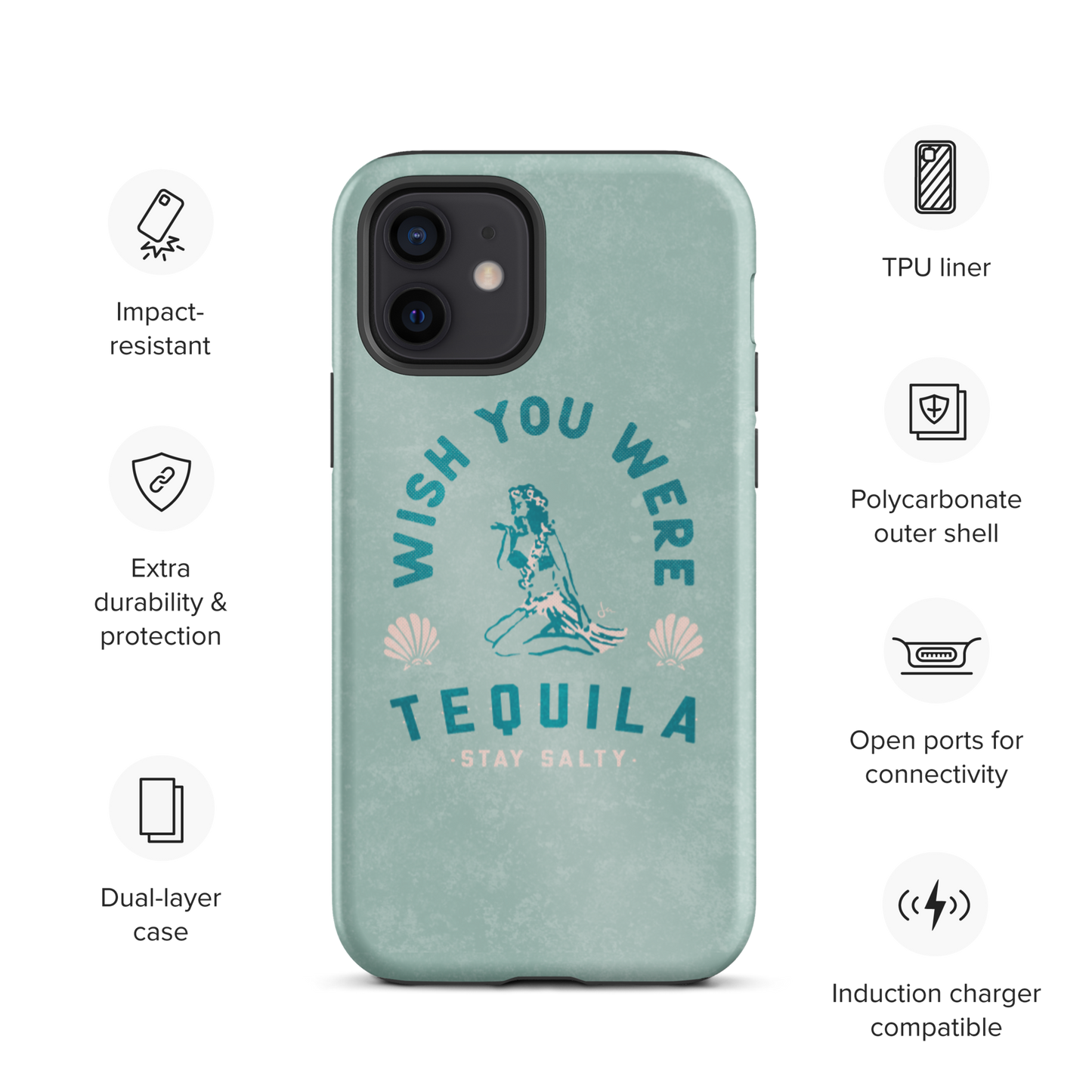 Tough iPhone Case | Hula Tequila - Seafoam