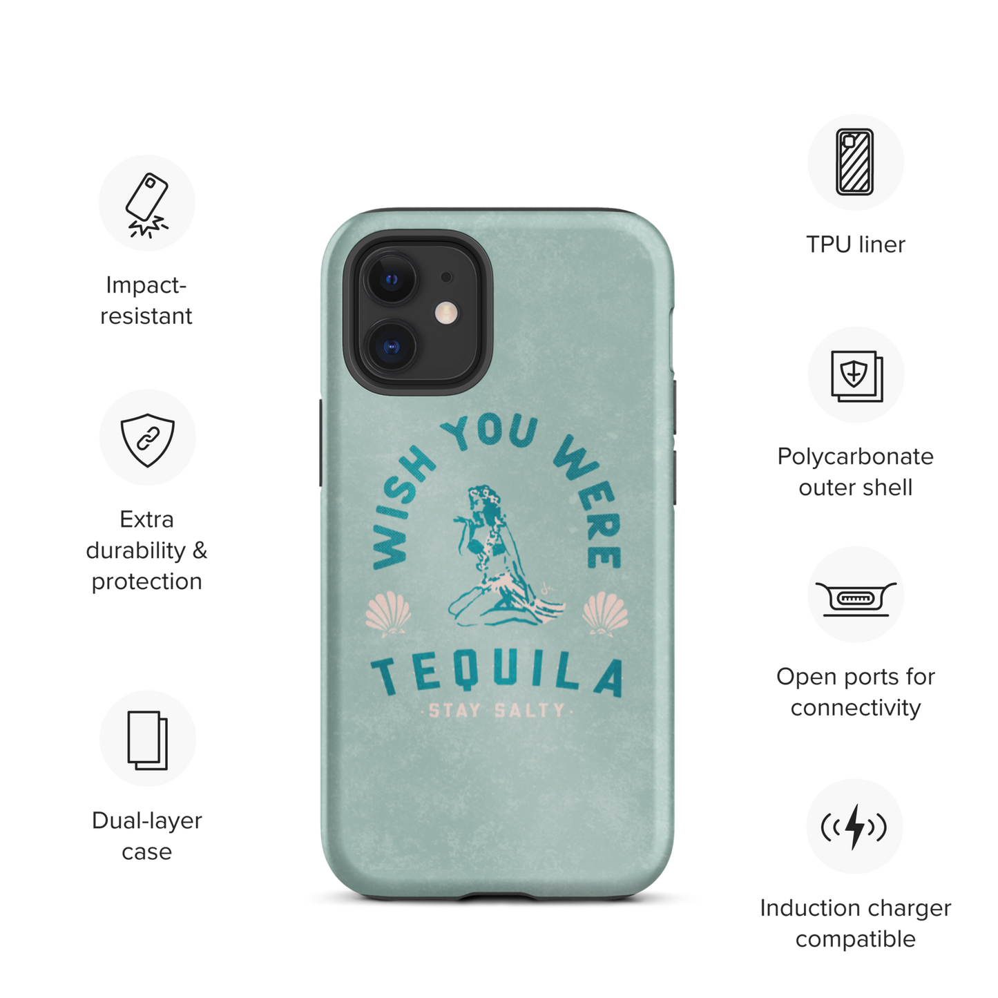 Tough iPhone Case | Hula Tequila - Seafoam