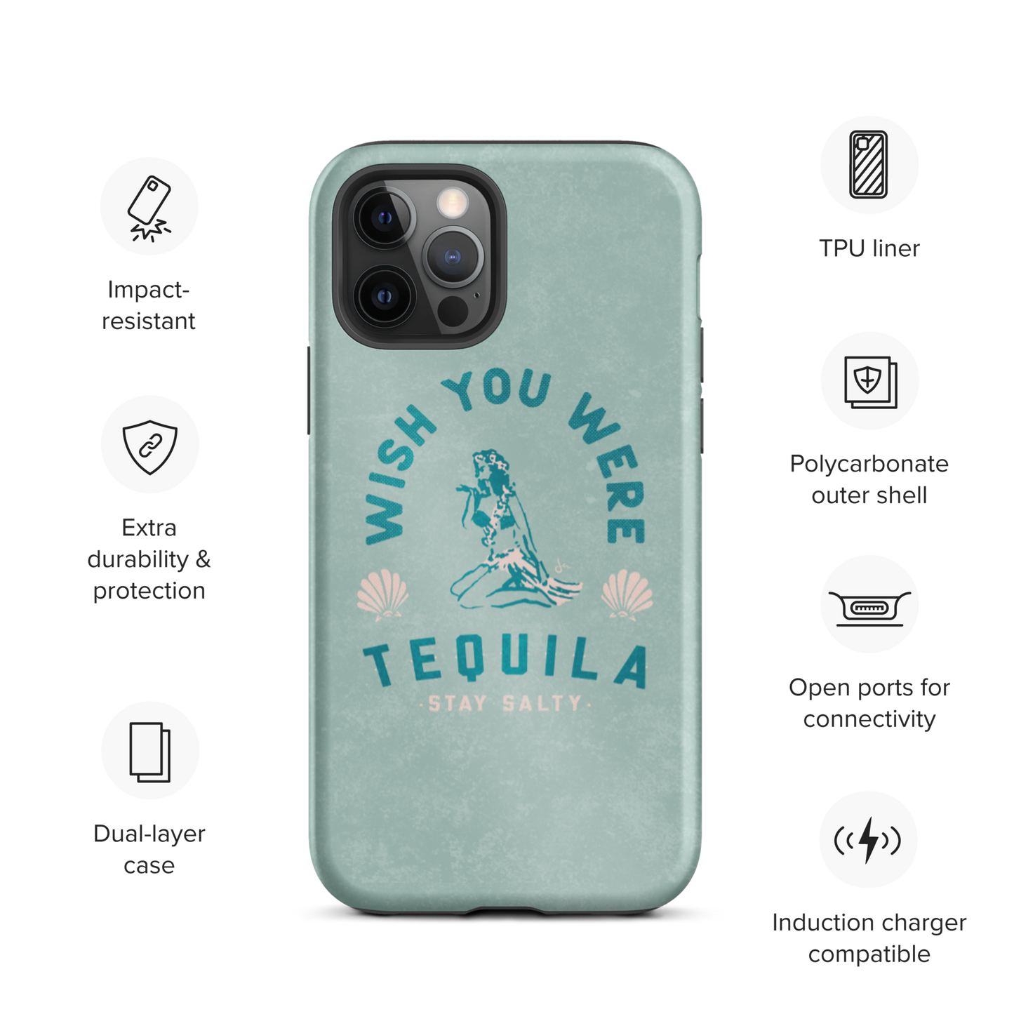 Tough iPhone Case | Hula Tequila - Seafoam