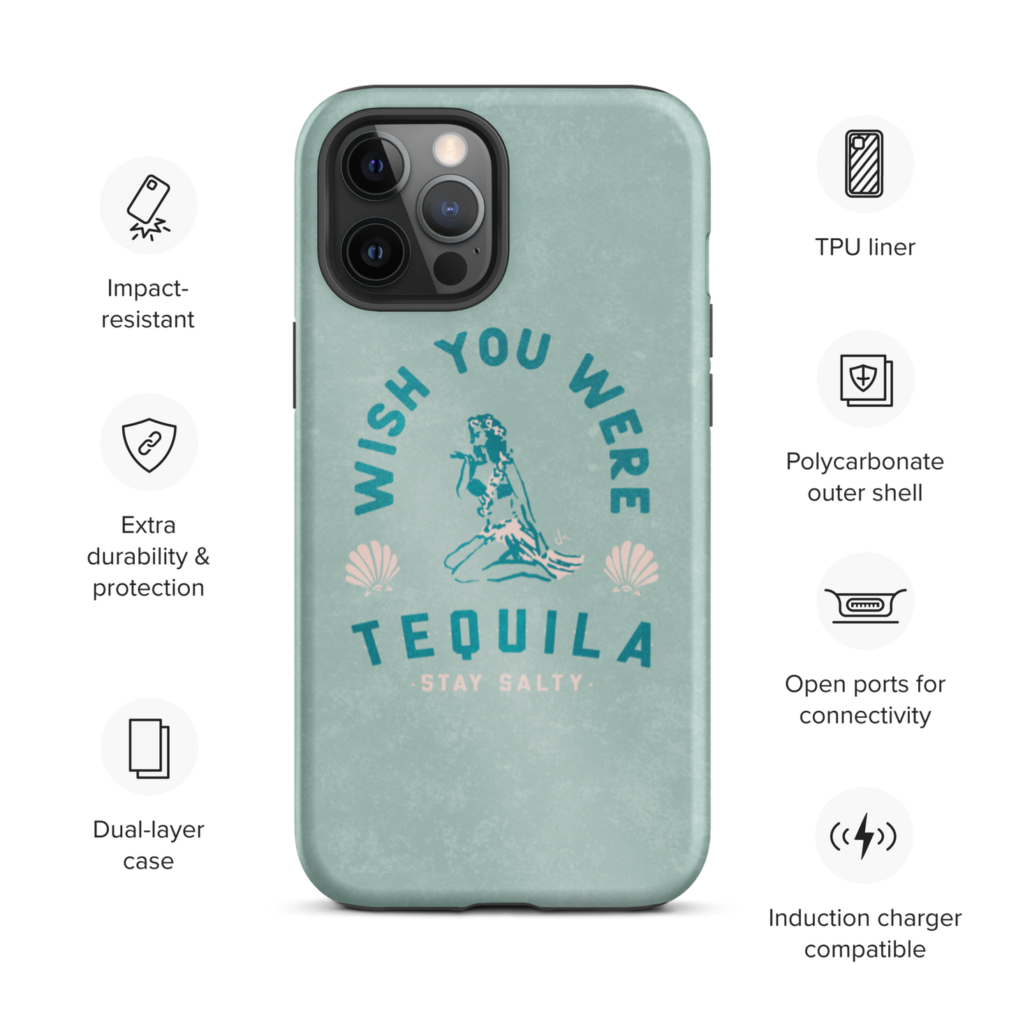 Tough iPhone Case | Hula Tequila - Seafoam