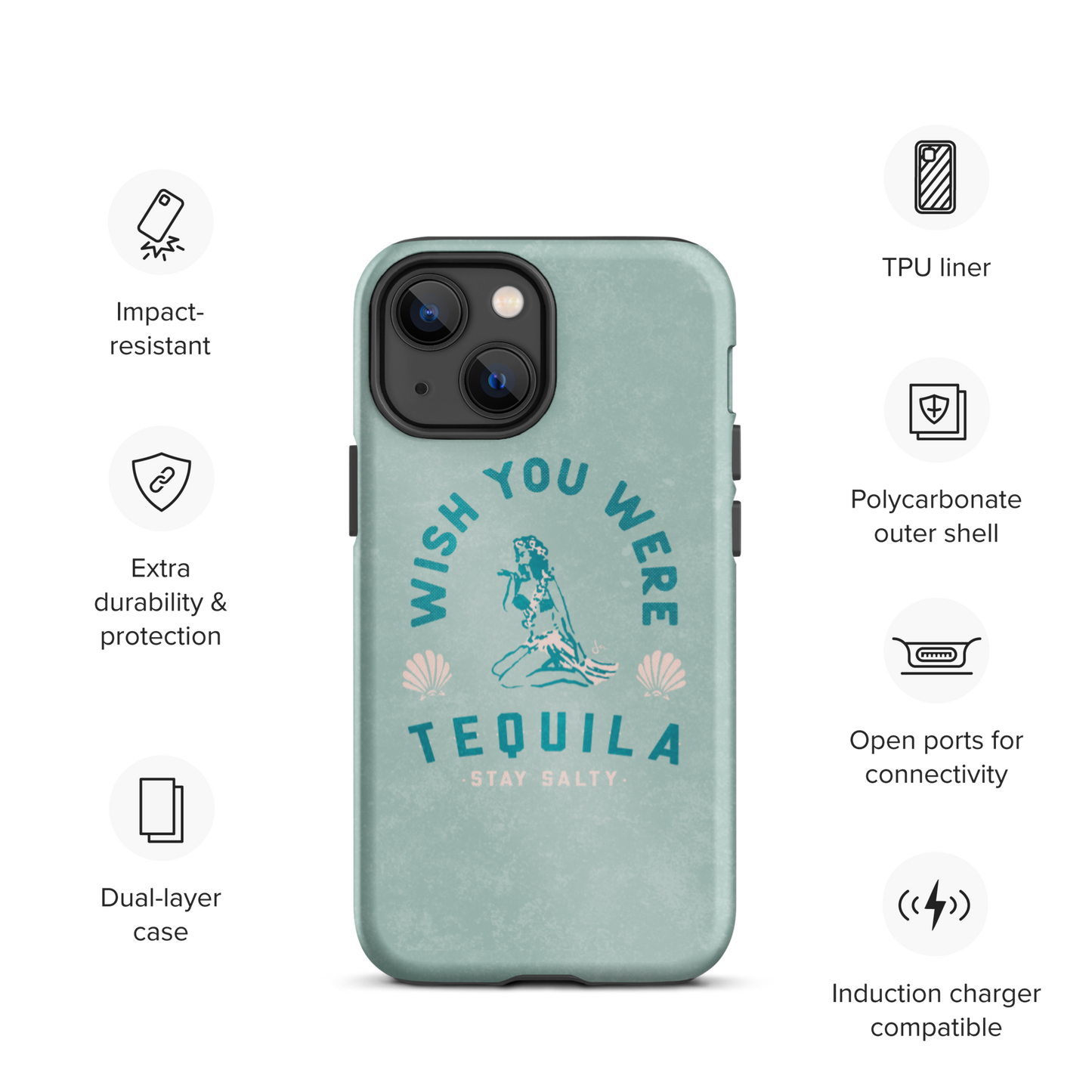 Tough iPhone Case | Hula Tequila - Seafoam