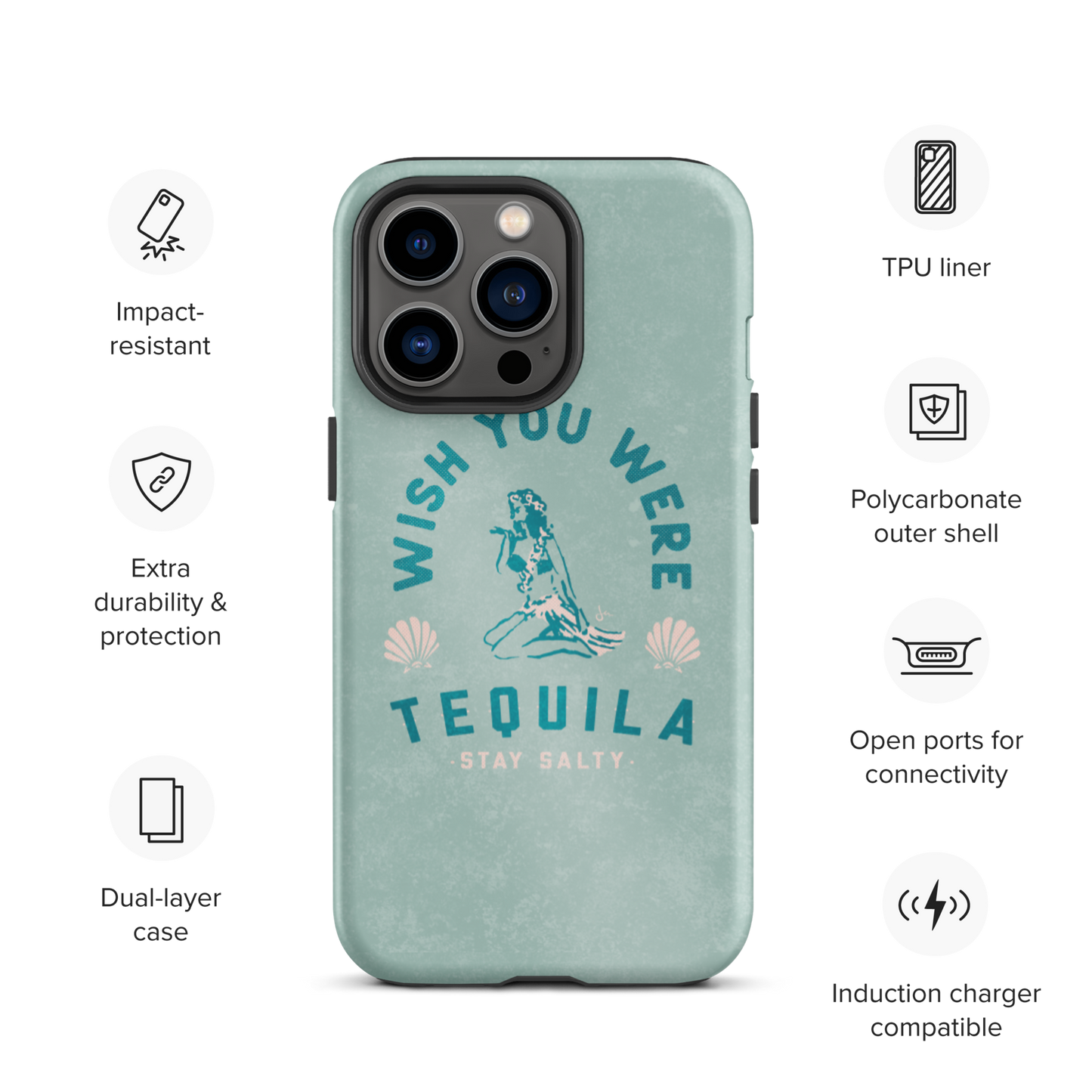 Tough iPhone Case | Hula Tequila - Seafoam