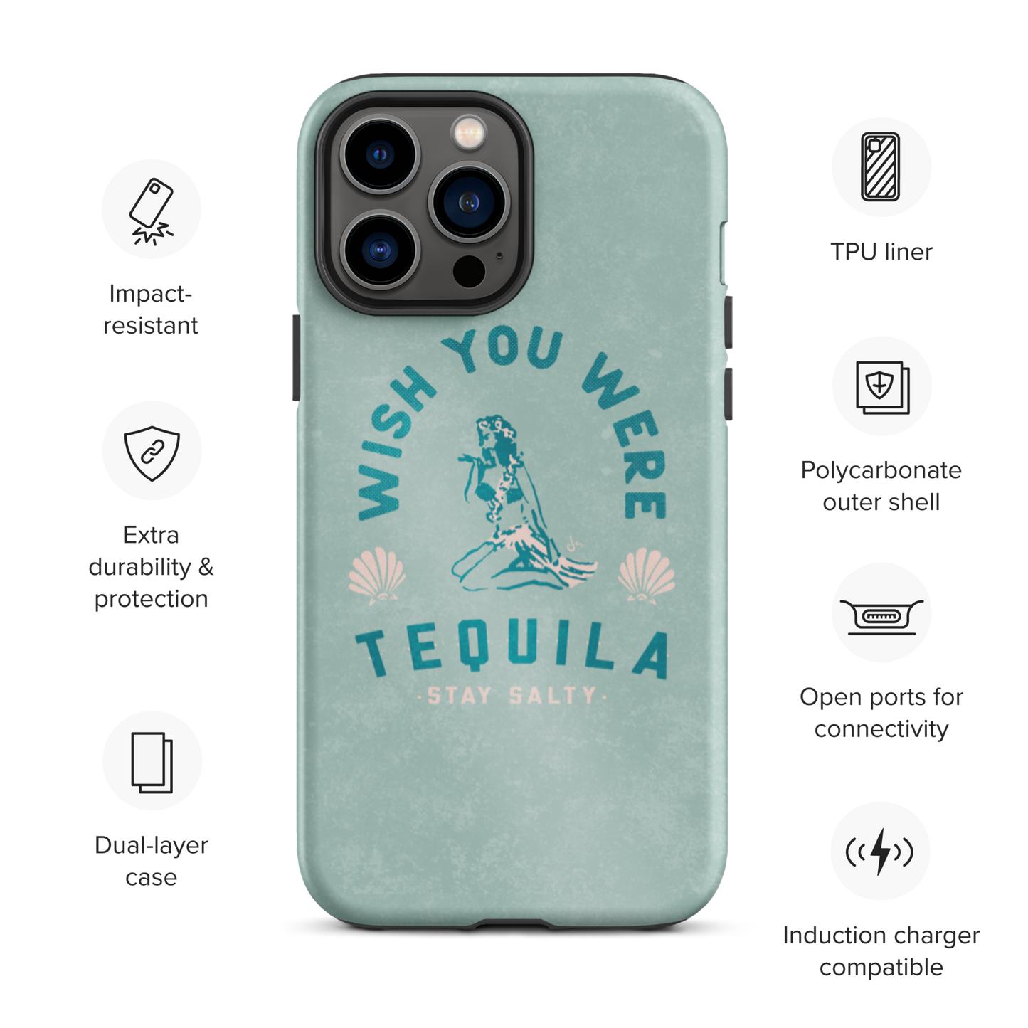 Tough iPhone Case | Hula Tequila - Seafoam