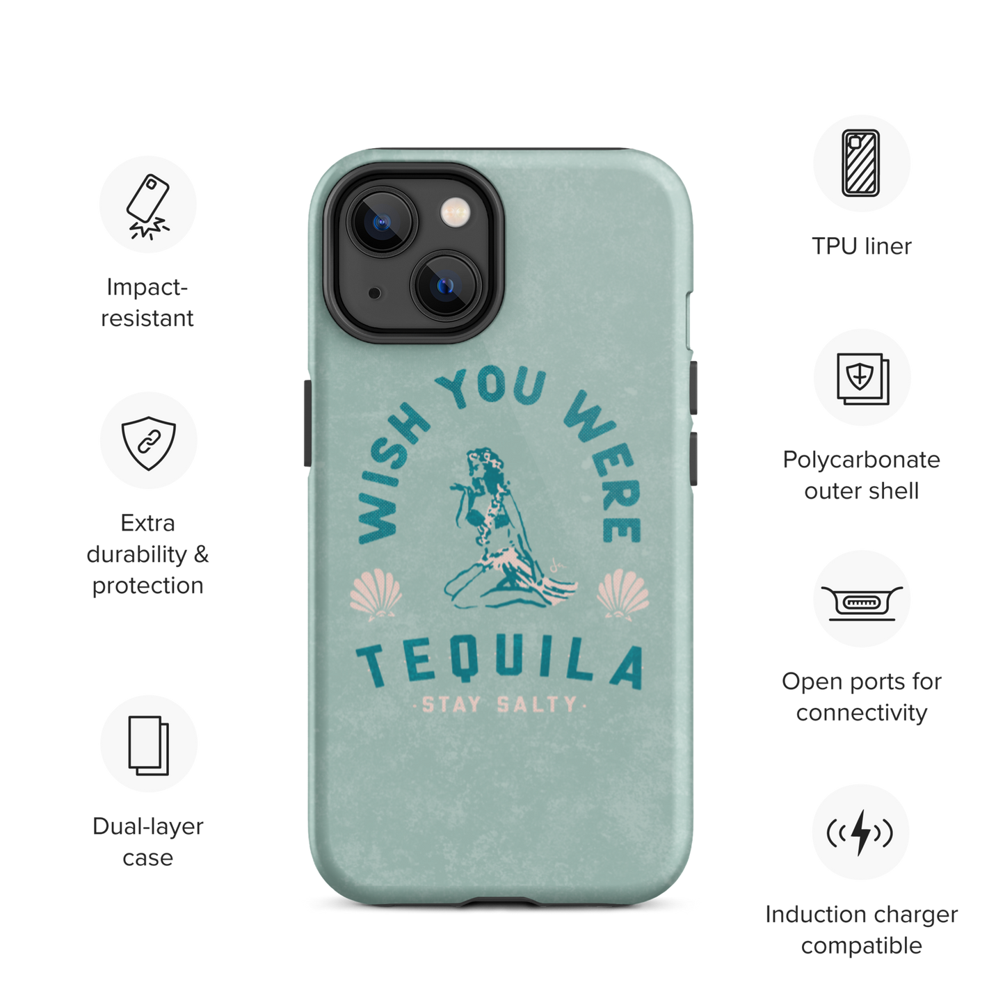 Tough iPhone Case | Hula Tequila - Seafoam