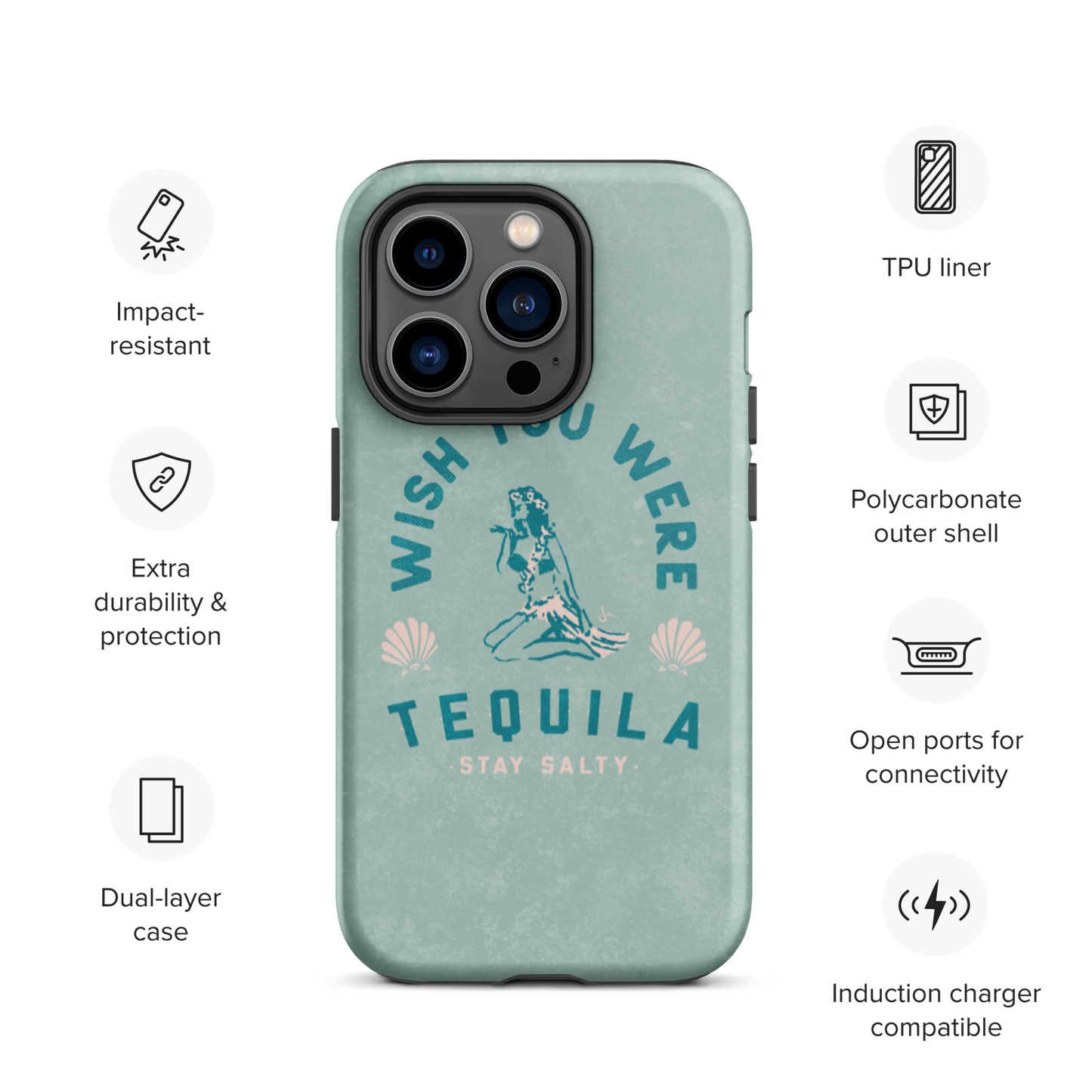 Tough iPhone Case | Hula Tequila - Seafoam