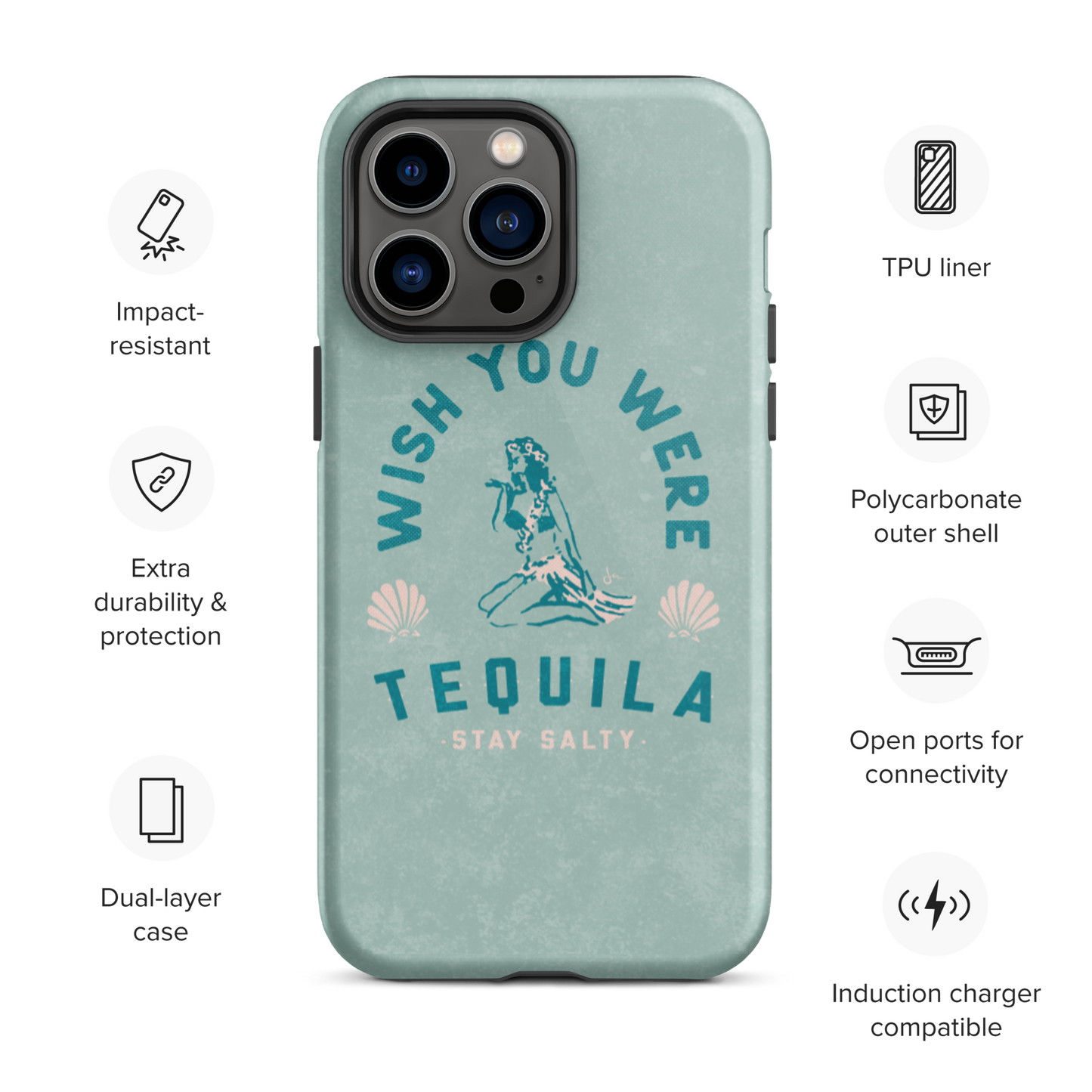 Tough iPhone Case | Hula Tequila - Seafoam