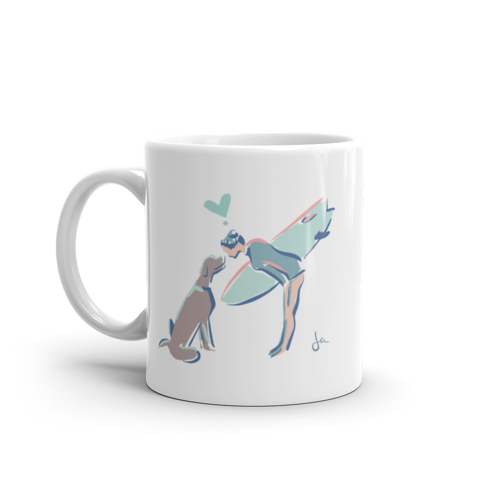 Surfer Girl and Pup Mug