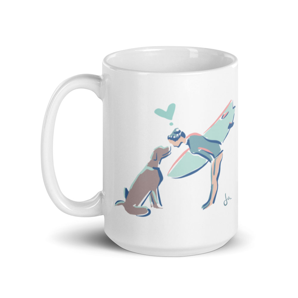Surfer Girl and Pup Mug