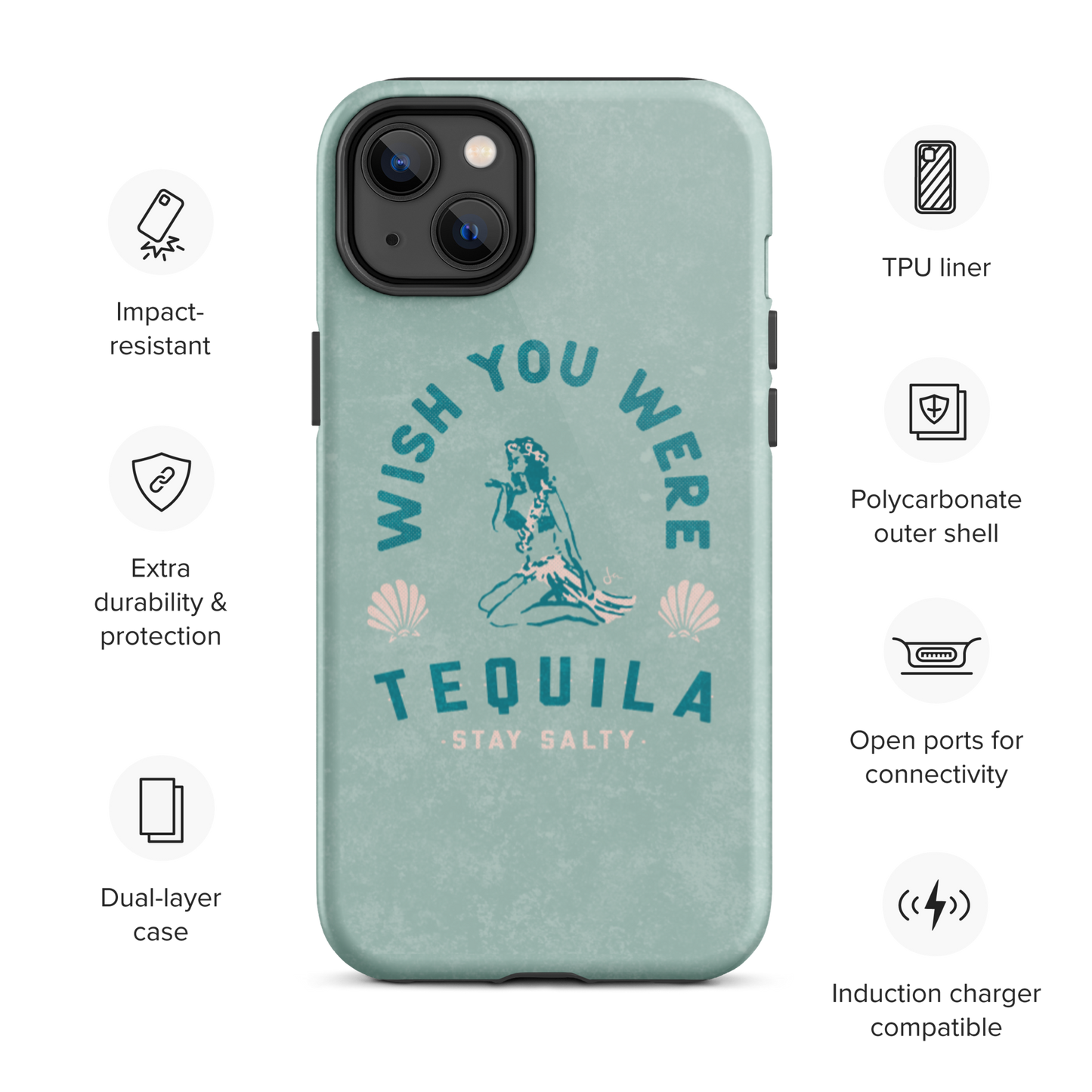 Tough iPhone Case | Hula Tequila - Seafoam